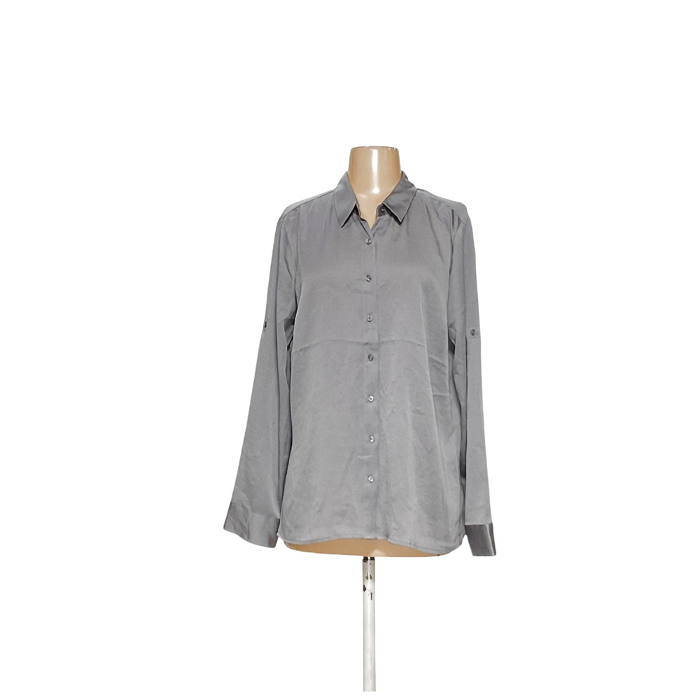 Express Gray Canvas Button-Up Top - Size L - image 1